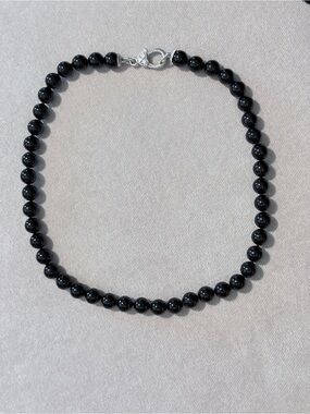 Judith Ripka sterling silver black onyx single-strand bead necklace